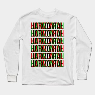 Horizontal Typography Stack (Red Green Black) Long Sleeve T-Shirt